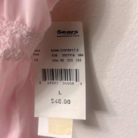 Sears Vintage Pink Chemise Adjustable Straps lace pajama dress - Picture 5 of 12